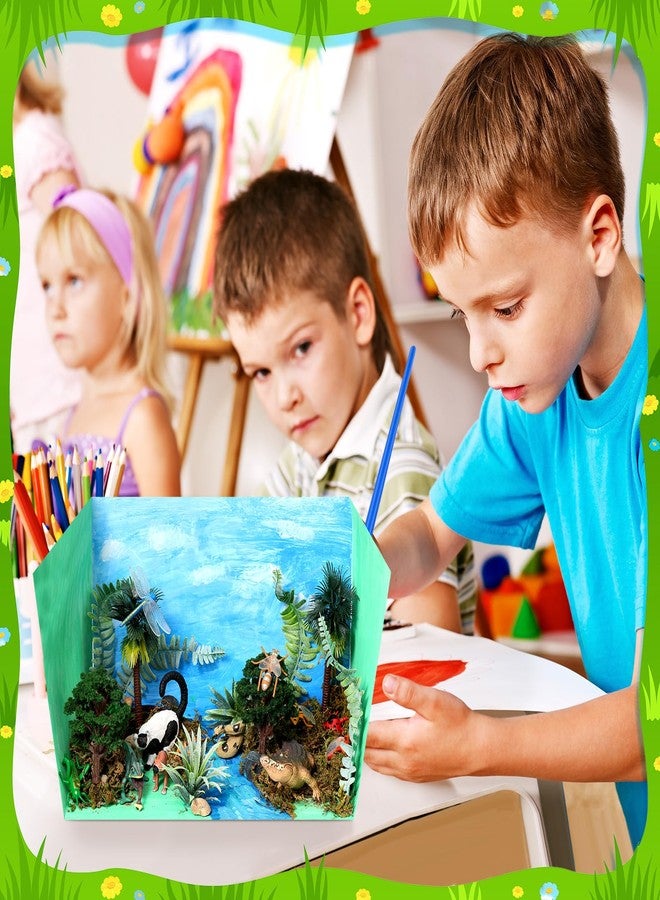 Silipull 31 Pcs Rainforest Animal Figure Toys Rainforest Diorama Kit Jungle Tropical Animal Figurines Including Tortoise Chameleon Crocodile Monkey Trees Moss Sand Stones with Gift Box for Birthday Party Decor - Image 5